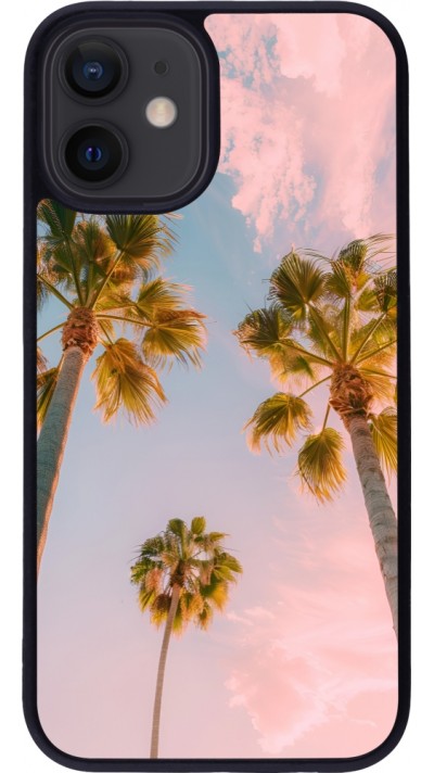 iPhone 12 mini Case Hülle - Silikon schwarz Summer 2025 Palmiers