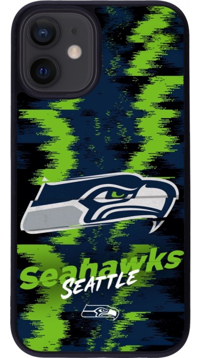Coque iPhone 12 mini - Silicone rigide noir Super Bowl 26 Seattle 2