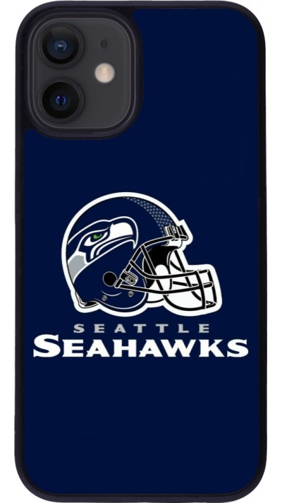 Coque iPhone 12 mini - Silicone rigide noir Super Bowl 26 Seattle 3