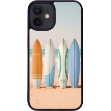 iPhone 12 mini Case Hülle - Silikon schwarz Summer surfboard 2025