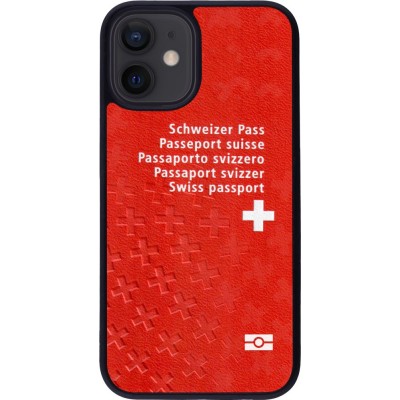 Hülle iPhone 12 mini - Silikon schwarz Swiss Passport