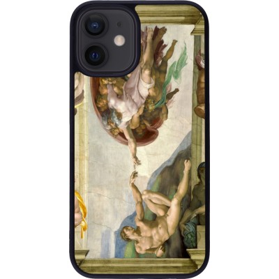 iPhone 12 mini Case Hülle - Silikon schwarz Kunstbild - Die Erschaffung Adams - Michelangelo