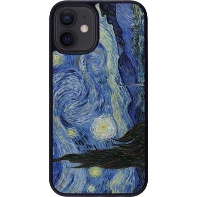 iPhone 12 mini Case Hülle - Silikon schwarz Kunstbild - Sternennacht - Van Gogh