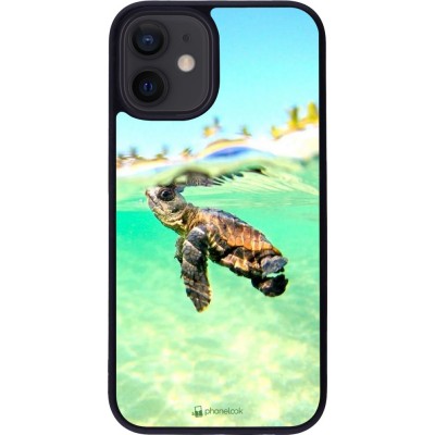 Hülle iPhone 12 mini - Silikon schwarz Turtle Underwater