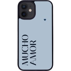 iPhone 12 mini Case Hülle - Silikon schwarz Valentine 2024 mucho amor azul