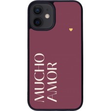 iPhone 12 mini Case Hülle - Silikon schwarz Valentine 2024 mucho amor rosado