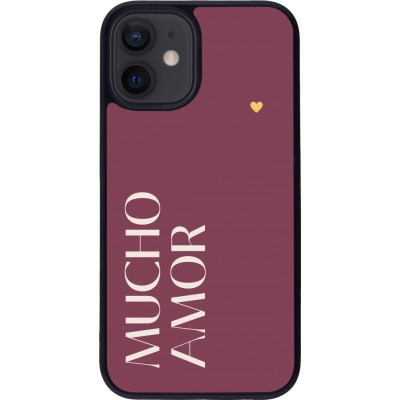 iPhone 12 mini Case Hülle - Silikon schwarz Valentine 2024 mucho amor rosado