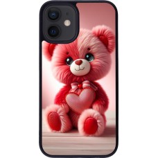 iPhone 12 mini Case Hülle - Silikon schwarz Valentin 2024 Rosaroter Teddybär