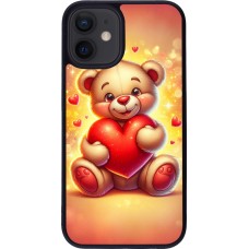 iPhone 12 mini Case Hülle - Silikon schwarz Valentin 2024 Teddy Liebe