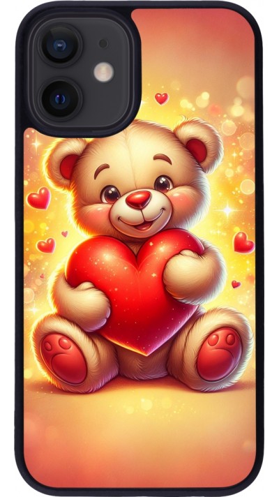 iPhone 12 mini Case Hülle - Silikon schwarz Valentin 2024 Teddy Liebe