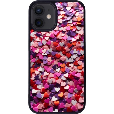 iPhone 12 mini Case Hülle - Silikon schwarz Valentin 2025 Konfetti