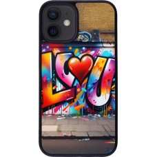 iPhone 12 mini Case Hülle - Silikon schwarz Valentin 2025 Liebe U Tag