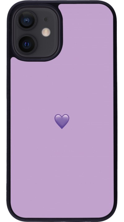iPhone 12 mini Case Hülle - Silikon schwarz Valentine 2023 purpule single heart