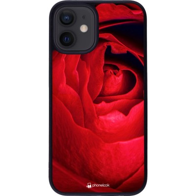 Hülle iPhone 12 mini - Silikon schwarz Valentine 2022 Rose