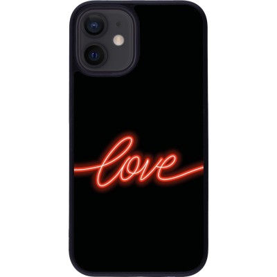 iPhone 12 mini Case Hülle - Silikon schwarz Valentine 2023 neon love