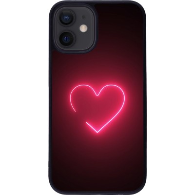 iPhone 12 mini Case Hülle - Silikon schwarz Valentine 2023 single neon heart
