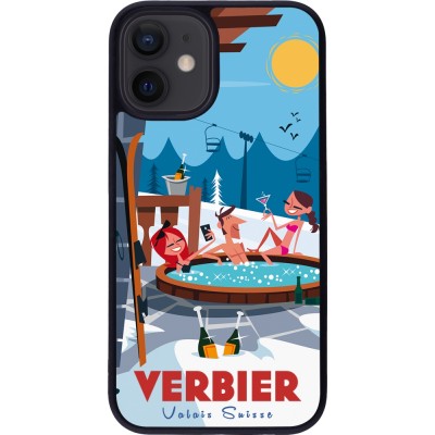 iPhone 12 mini Case Hülle - Silikon schwarz Verbier Mountain Jacuzzi