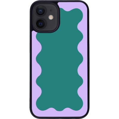 iPhone 12 mini Case Hülle - Silikon schwarz Wavy Rectangle Green Purple