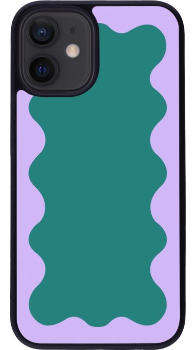 iPhone 12 mini Case Hülle - Silikon schwarz Wavy Rectangle Green Purple