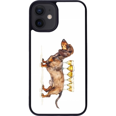 iPhone 12 mini Case Hülle - Silikon schwarz Wine Teckel