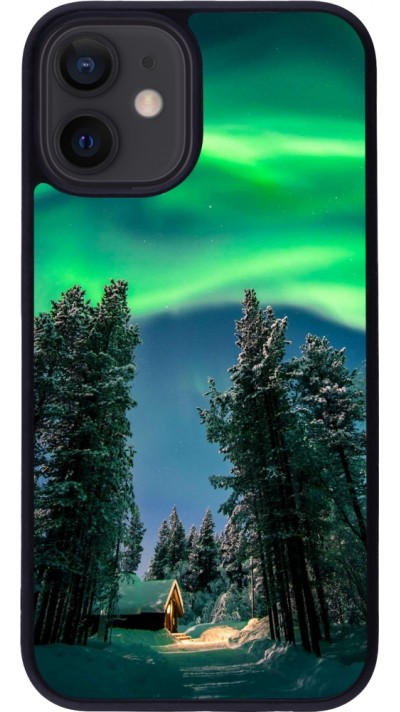 iPhone 12 mini Case Hülle - Silikon schwarz Winter 22 Northern Lights