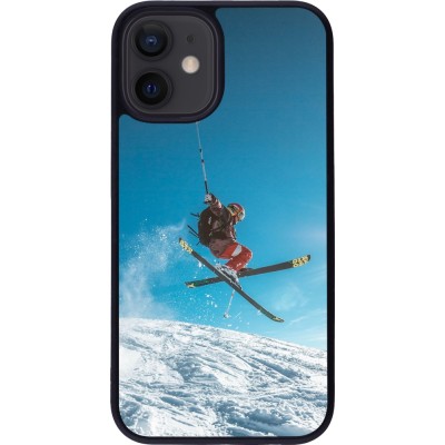 iPhone 12 mini Case Hülle - Silikon schwarz Winter 22 Ski Jump