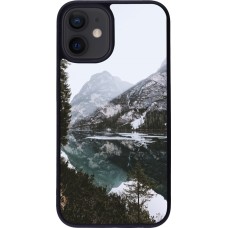 iPhone 12 mini Case Hülle - Silikon schwarz Winter 22 snowy mountain and lake