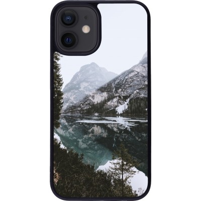 iPhone 12 mini Case Hülle - Silikon schwarz Winter 22 snowy mountain and lake
