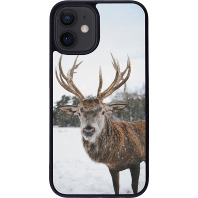 iPhone 12 mini Case Hülle - Silikon schwarz Winter 25 Winter reindeer