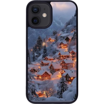 iPhone 12 mini Case Hülle - Silikon schwarz Winter 25 Winter snowy village