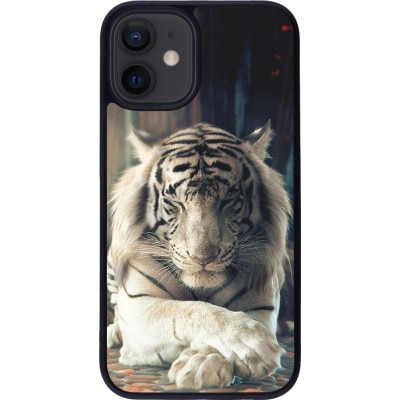 Hülle iPhone 12 mini - Silikon schwarz Zen Tiger