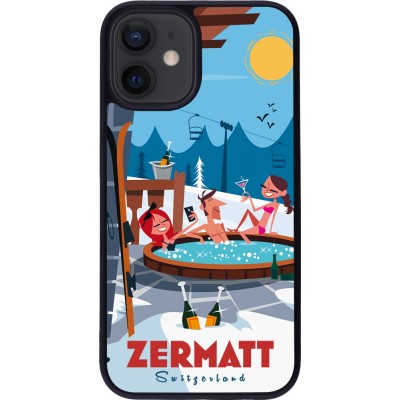 iPhone 12 mini Case Hülle - Silikon schwarz Zermatt Mountain Jacuzzi