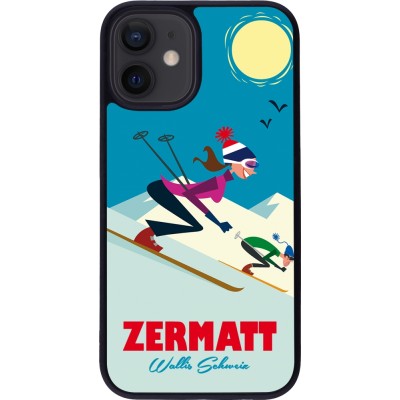 iPhone 12 mini Case Hülle - Silikon schwarz Zermatt Ski Downhill