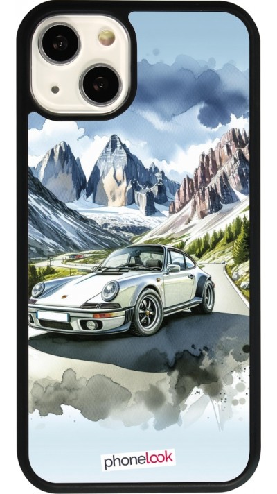 iPhone 13 Case Hülle - Silikon schwarz Porsche 911 Berg Aquarell