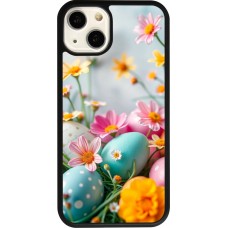 iPhone 13 Case Hülle - Silikon schwarz Easter 2026 Eggs with flowers