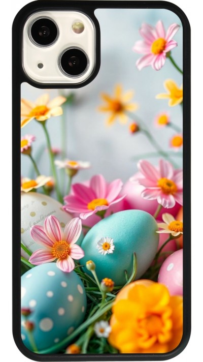 iPhone 13 Case Hülle - Silikon schwarz Easter 2026 Eggs with flowers
