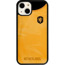 Coque iPhone 13 - Silicone rigide noir Maillot de football Pays-Bas 2022 personnalisable