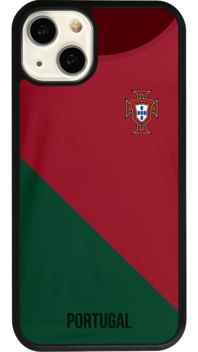 Coque iPhone 13 - Silicone rigide noir Maillot de football Portugal 2022