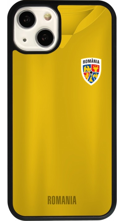 Coque iPhone 13 - Silicone rigide noir Maillot de football Roumanie