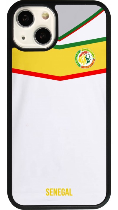 Coque iPhone 13 - Silicone rigide noir Maillot de football Senegal 2022 personnalisable