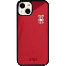 Coque iPhone 13 - Silicone rigide noir Maillot de football Serbie 2022 personnalisable