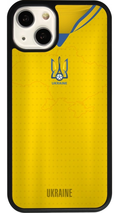 Coque iPhone 13 - Silicone rigide noir Maillot de football Ukraine