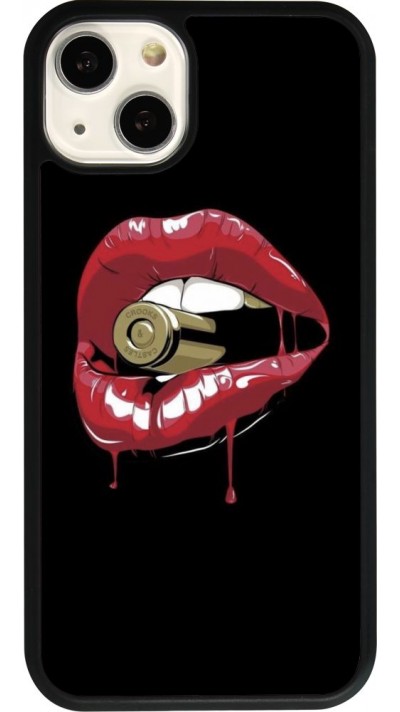 iPhone 13 Case Hülle - Silikon schwarz Lips bullet