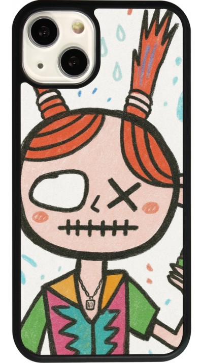 iPhone 13 Case Hülle - Silikon schwarz Little Girl Sketch