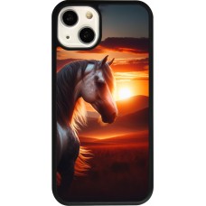 iPhone 13 Case Hülle - Silikon schwarz Majestätischer Sonnenuntergang Pferd