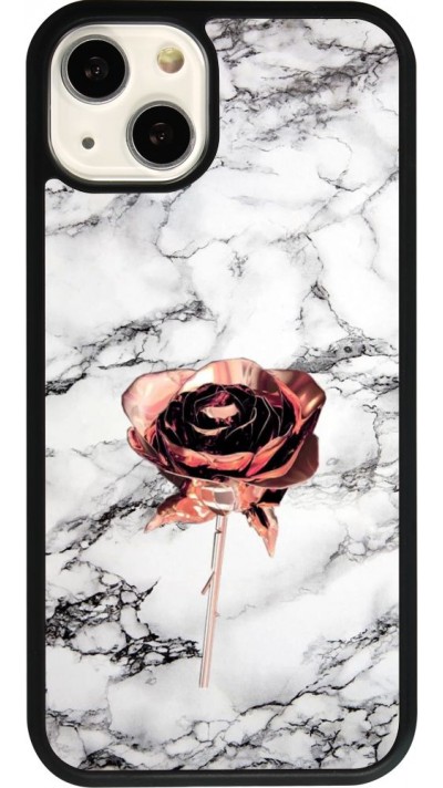 iPhone 13 Case Hülle - Silikon schwarz Marble Rose Gold