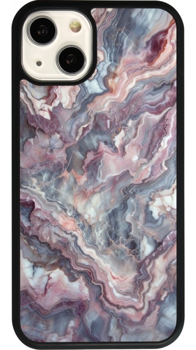 iPhone 13 Case Hülle - Silikon schwarz Violetter silberner Marmor