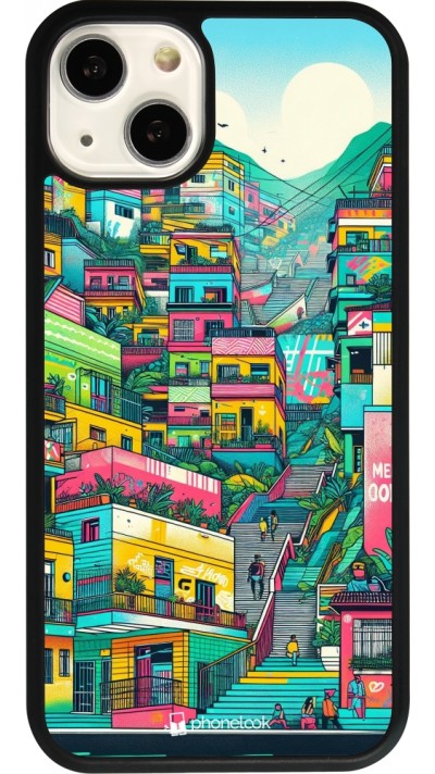 iPhone 13 Case Hülle - Silikon schwarz Medellin Comuna 13 Kunst