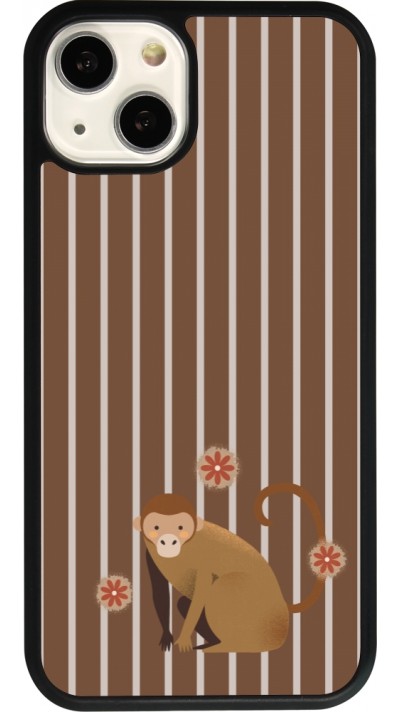 iPhone 13 Case Hülle - Silikon schwarz Monkey with stripes