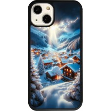 Coque iPhone 13 - Silicone rigide noir Mont Neige Lumière